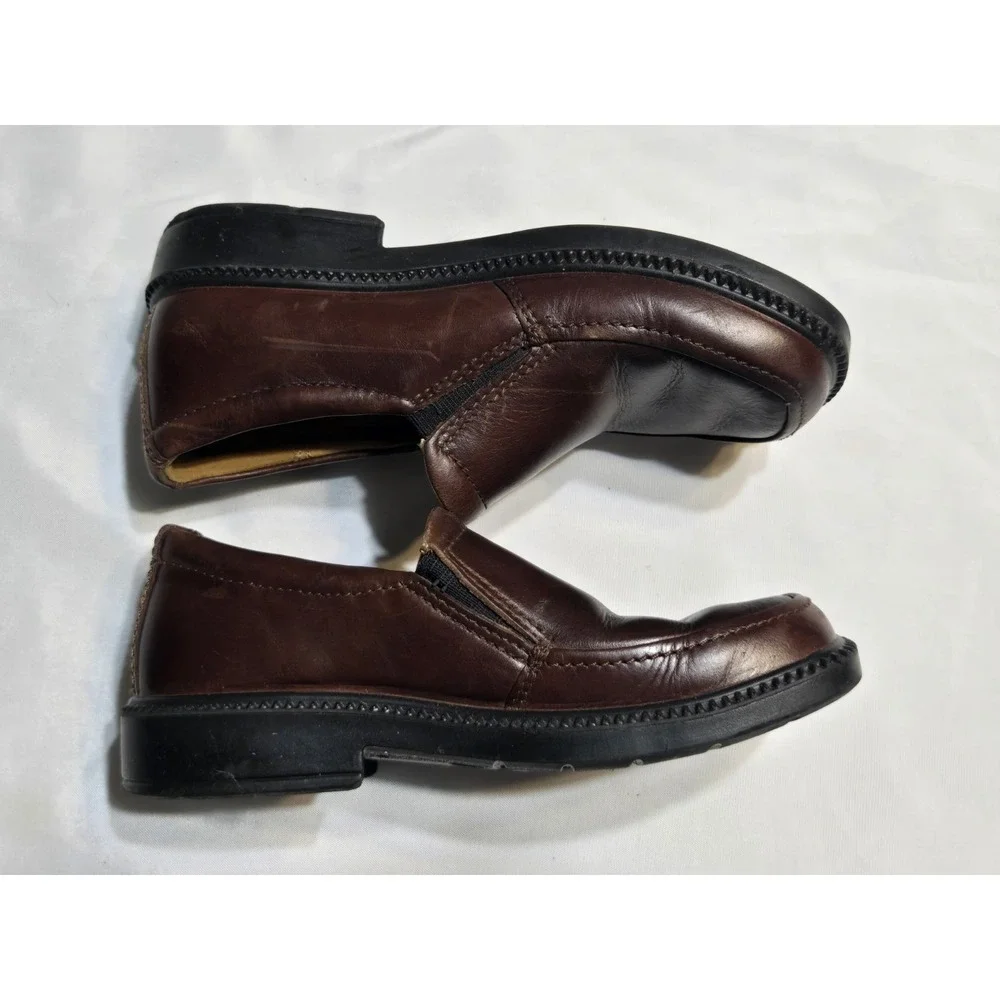 ECCO Boys Brown Leather Slip On Loafers Size EUR 30/ US 12 Slip Resist Preppy